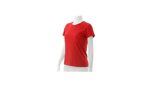Camiseta mujer Keya. Grabación 1 color en 2 posiciones.