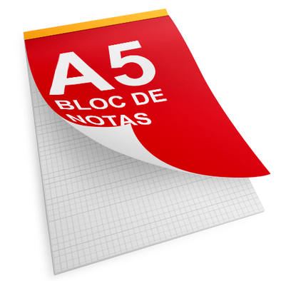 Bloc de notas A5. 1 Color. Encolado a la izquierda