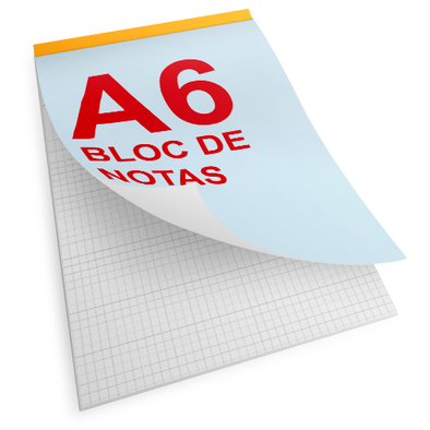 Bloc de notas A6. 1 Color. Encolado superior